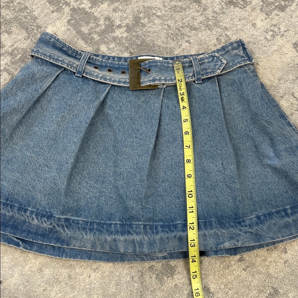 New Show Me Your Mumu Lohan Mini Skirt Skort Ozone Indigo Denim Sz L - Picture 10 of 16